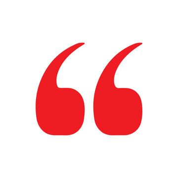 Red quotation mark icon silhouette vector illustration design on white background.