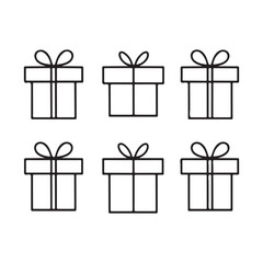 Set of Black and White Gift Box Icons
