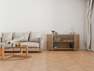 interior mockup background empty wall in living room cozy home 3d render