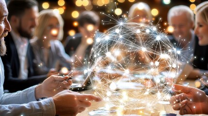 Collaborative idea generation session conference room business meeting professional environment group perspective