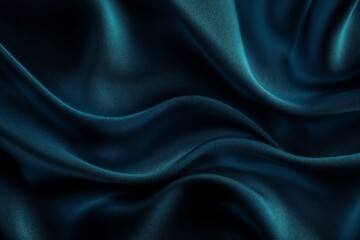 Obraz premium Dark Blue Fabric with Soft Folds, Smooth Texture, Gentle Light Reflection. Luxury textile background, fashion industry visuals, abstract design concepts.Depth.Sophistication.