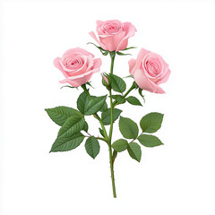 Fototapeta premium A bouquet of roses, romantic Valentine’s Day flowers, watercolor painting, soft pastel tones, isolated on white background