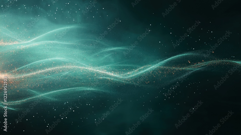 Wall mural a green wave of light with many small dots in it
