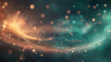 A blurry image of a green and orange swirl with many small dots