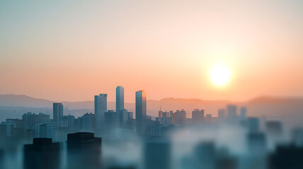 Smoggy cityscape at sunset urban environment landscape photography atmospheric conditions elevated viewpoint pollution awareness