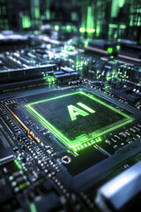 Fototapeta premium Artificial intelligence AI computer processor chip.