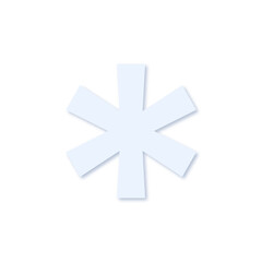 Obraz premium * asterisk symbol in light blue color with soft shadow on transparent background