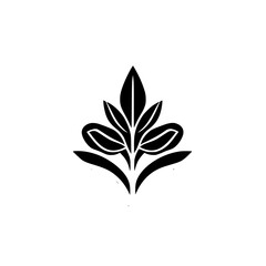Elegant Black and White Floral Design: Minimalist Plant Illustration, Botanical Logo, Nature-Inspired Graphic
