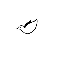 Elegant Minimalist Bird Design: A Symbol of Peace and Freedom. Simple Line Art, Perfect for Logo or Print