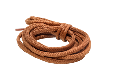 Coiled Shoe Lace Displayed on an Isolated White Background Highlighting Its Texture and Flexibility