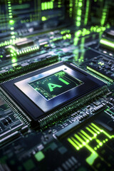 Fototapeta premium Artificial intelligence AI computer processor chip.