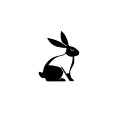 Elegant Black and White Rabbit Illustration: A Simple and Minimalist Animal Design
