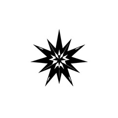 Geometric Black Star: Abstract Shape Design, Minimalist Vector Graphic, Sharp Points, Modern Icon, Simple Pattern, White Background