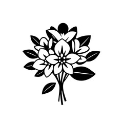 Elegant Black and White Floral Bouquet: A Simple Botanical Illustration