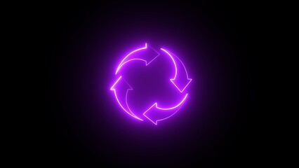 Neon arrow circle loading icon. Reload icon, repeat symbol. Abstract beautiful neon refresh and recycle icon illustration.
