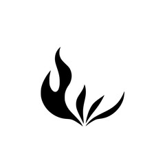 Abstract Fire Flame Design: Black and White Vector Graphic