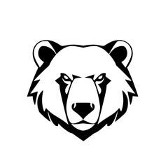 Majestic Bear Head: Black and White Vector Portrait of a Wild Animal