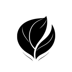Elegant Black and White Leaf Design: Minimalist Botanical Logo, Nature Symbol, Vector Illustration