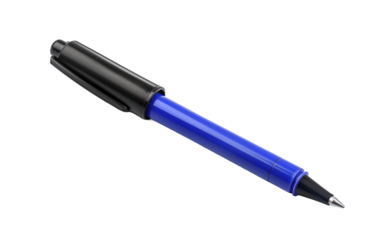 Sharpie Marker Cap Removed on Isolated White Background Showcasing a Bold Blue Writing Tool Ready for Use in Any Creative Project