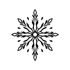 Elegant Black Snowflake Design: Geometric Winter Pattern, Holiday Symbol, Nature Inspired Graphic