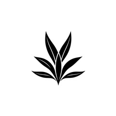 Elegant Black and White Plant Leaves: Minimalist Botanical Vector Graphic