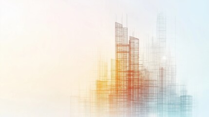 Obraz premium A city skyline with a lot of buildings and a lot of lines