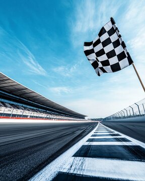 Checkered flag at a racetrack