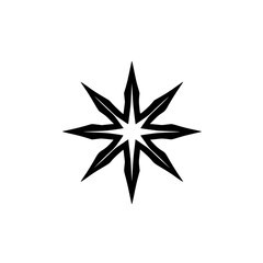 Eight-Pointed Star: Geometric Abstract Design - Minimalist Black and White Vector Graphic