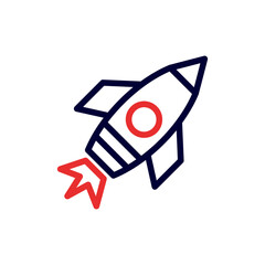 Rocket launching with a red flames vector graphic