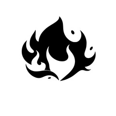 Fiery Abstract Flame Design: Black and White Vector Graphic