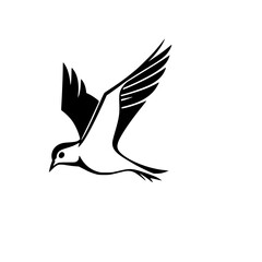 Elegant Black and White Bird in Flight: A Minimalist Nature Graphic