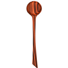 3d render wooden spoon long handle with transparent background