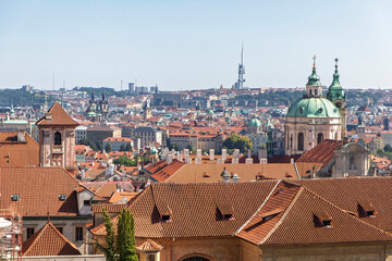 Panorama of Prague on a sunny day, Czech Republic