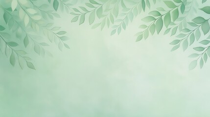 A green background with leaves on it