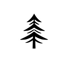 Simple Black and White Fir Tree Illustration. Minimalist Evergreen Conifer Design, Perfect for Nature, Holiday, or Winter Themes. Ideal for Prints, Logos, and Decorations.