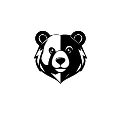 Stunning Panda Bear Head: Monochrome Animal Logo Design. Perfect for nature-themed brands, this captivating vector graphic is a symbol of cuteness and wildlife.