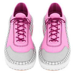 3d render pink sneakers with transparent background