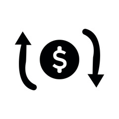 Money transfer currency exchange icon.
