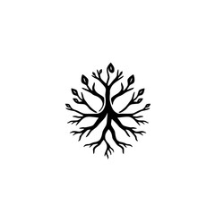 Elegant Tree Roots and Leaves Illustration: Nature, Growth, and Life Symbol