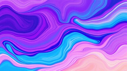 Obraz premium Abstract fluid swirls, vibrant purple and blue waves, psychedelic color palette, liquid marble texture, dynamic flowing lines