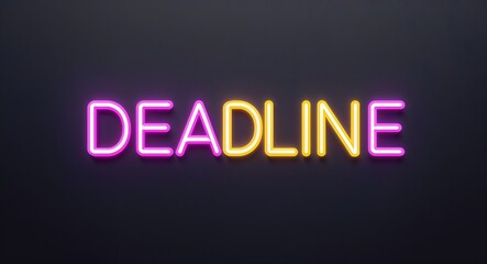 Fototapeta premium deadline word lettering colorful neon glowing text on plain black dark background