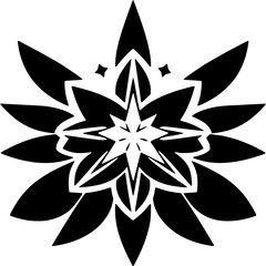 Black and White Abstract Mandala Flower Design: Geometric Pattern, Floral Symbol, Vector Graphic