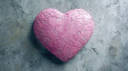 Obraz premium A pink heart with a lot of cracks on it. The cracks make it look like it's been through a lot