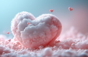 A dreamy Valentines card with a cloud-like pastel pink heart.