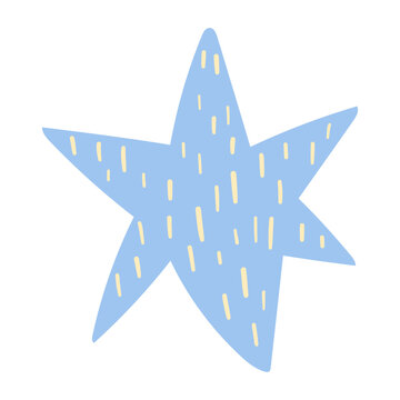 recommend clip art: Vector blue star in doodle style with ornament. Hand drawn vector star isolated on white background