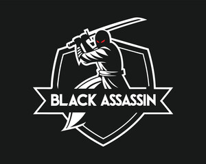 Naklejka premium A powerful Black Assassin logo, ready for gaming or merchandise.
