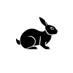 Elegant Black Rabbit Silhouette: A Simple, Versatile Vector Graphic