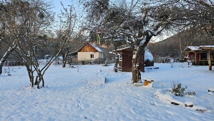 Mountain village in winter