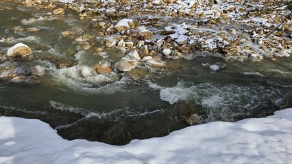 Mountain river in winter