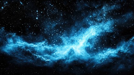 Fototapeta premium Dramatic Cosmic Nebula with Shimmering Blue Stars and Dark Background in Expansive Universe